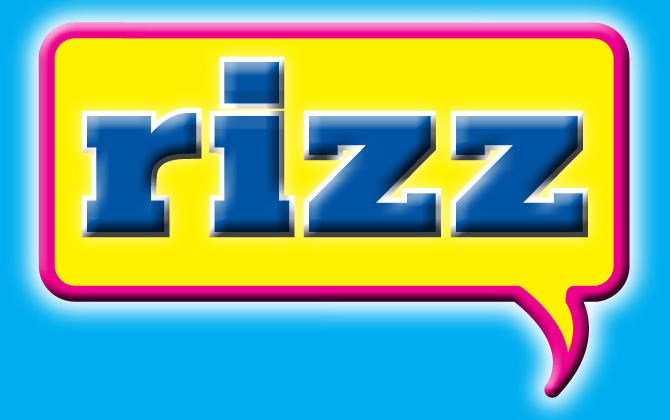 Text box with text, "Rizz"