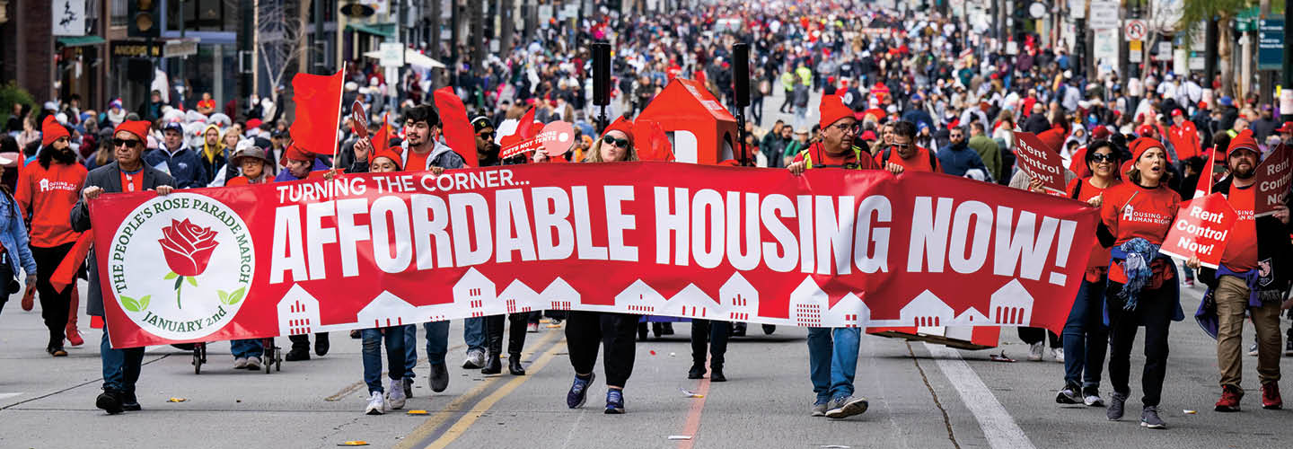 Image of people protesting for Affordable Housing